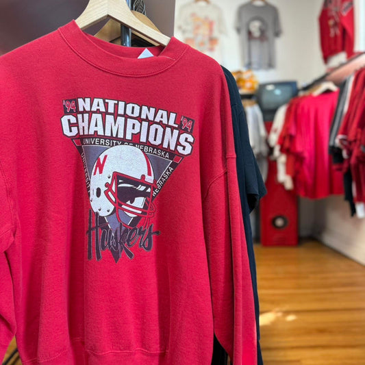 Vintage 90s Nebraska Huskers National Champions Helmet Crewneck