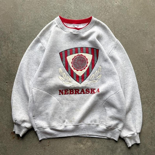 Vintage 90s Nebraska Huskers School Crest Crewneck - X-Large