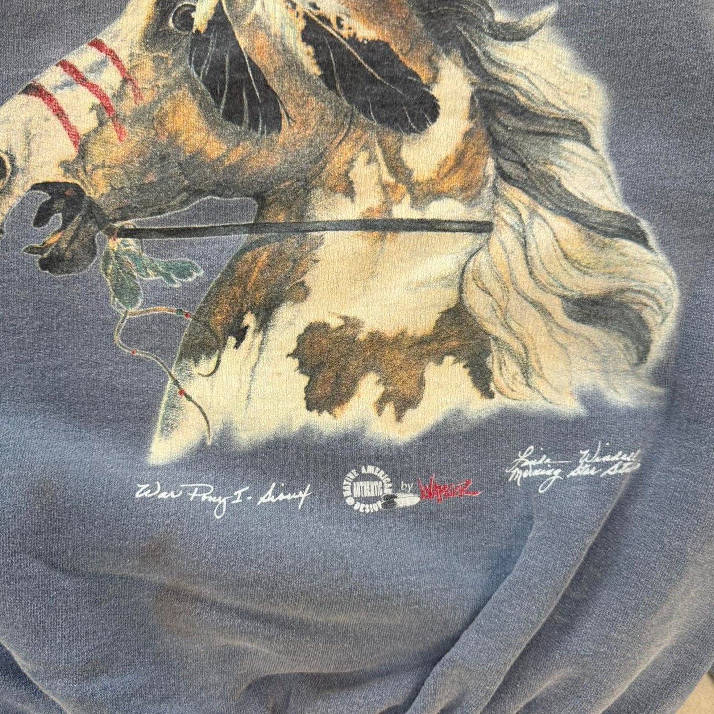 Vintage 90s Native American Horse Art Crewneck - Medium