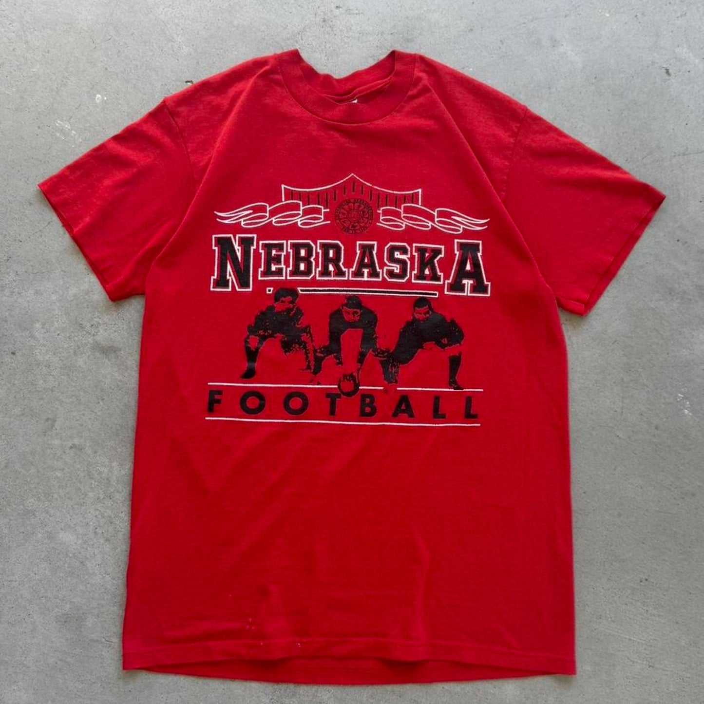 Vintage 90s Nebraska Huskers Football Player T-Shirt - Large