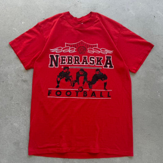 Vintage 90s Nebraska Huskers Football Player T-Shirt - Large