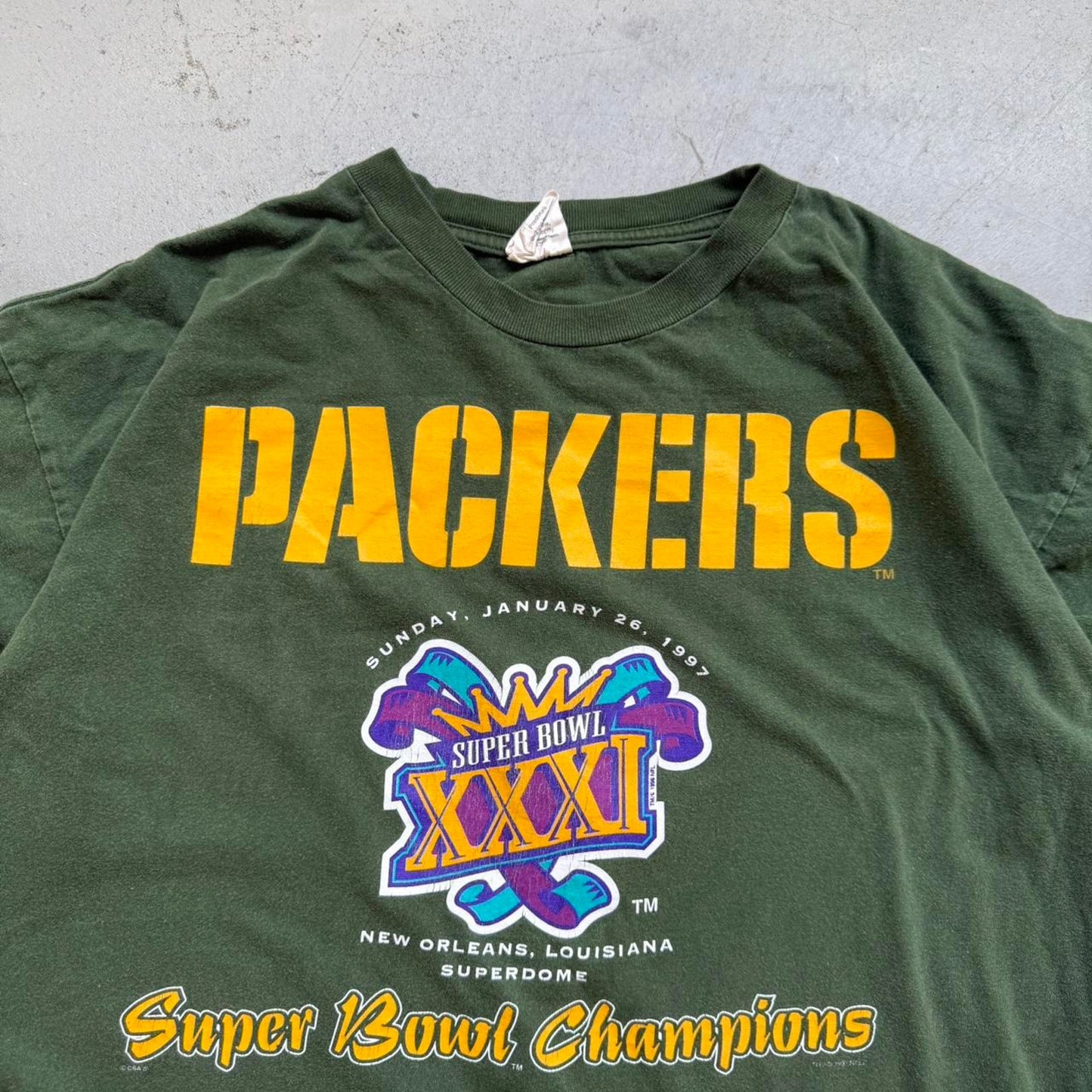 Vintage 90s Green Bay Packers Super Bowl Champions NFL T-Shirt - XX-Large