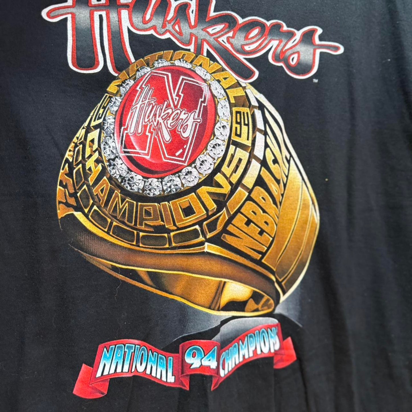 Vintage 90s Nebraska National Championship Ring T-Shirt - X-Large