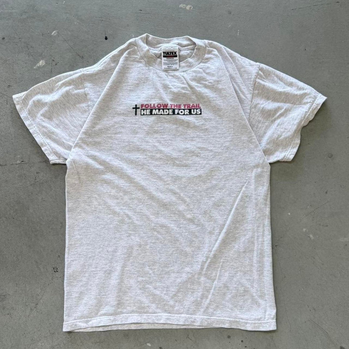 Vintage 90s Jesus Follow the Trail He Made for Us Bible T-Shirt - Medium