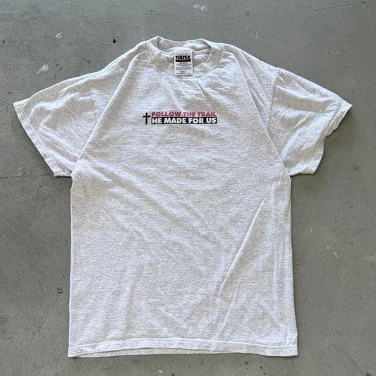 Vintage 90s Jesus Follow the Trail He Made for Us Bible T-Shirt - Medium