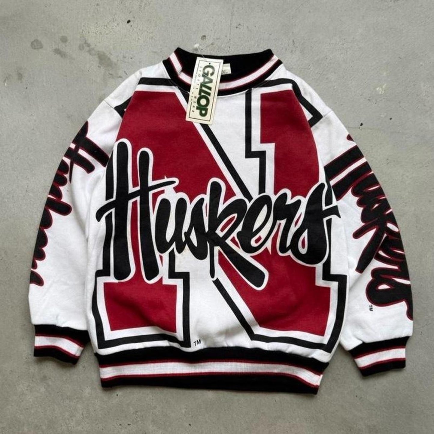 Vintage 90s Nebraska Huskers Gallop AOP Crewneck - Kids  Large