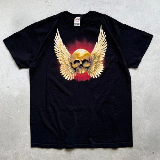 Vintage 90s Mayhem Winged Skull Biker T-Shirt - X-Large