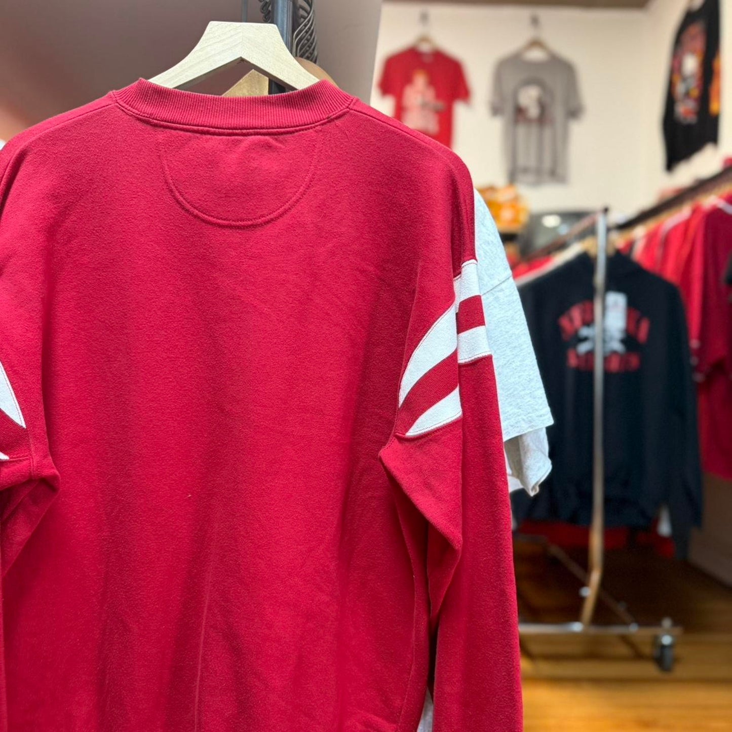 Vintage 90s Nebraska Huskers Striped Sleeve Crewneck  - Medium