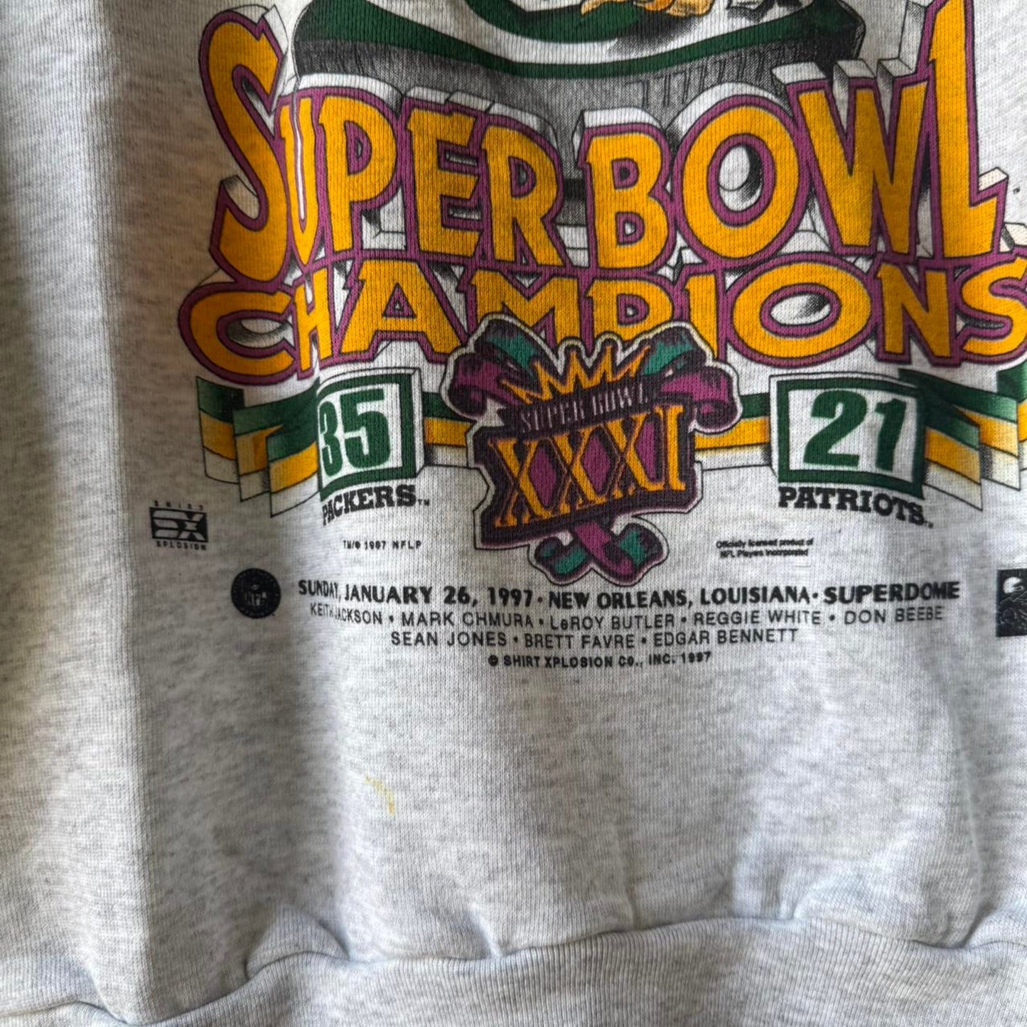 Vintage 90s Green Bay Packers Super Bowl Champions NFL Crewneck - Large