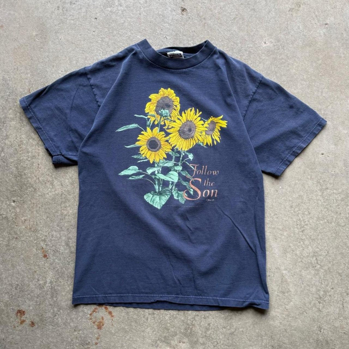 Vintage 90s Follow the Son Sunflower Jesus T-Shirt - Large