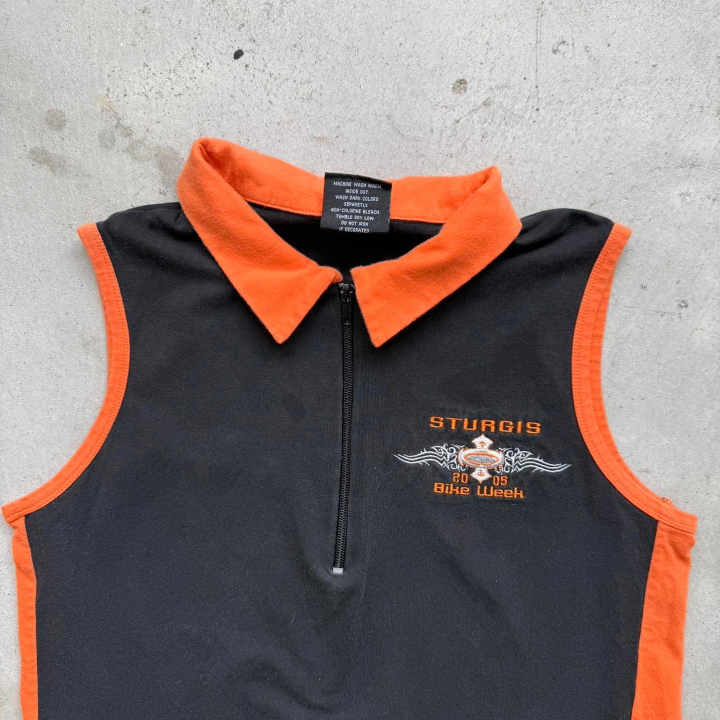 Vintage Y2K Sturgis Harley Style Quarter Zip Sleeveless T-Shirt - XX-Large (W)