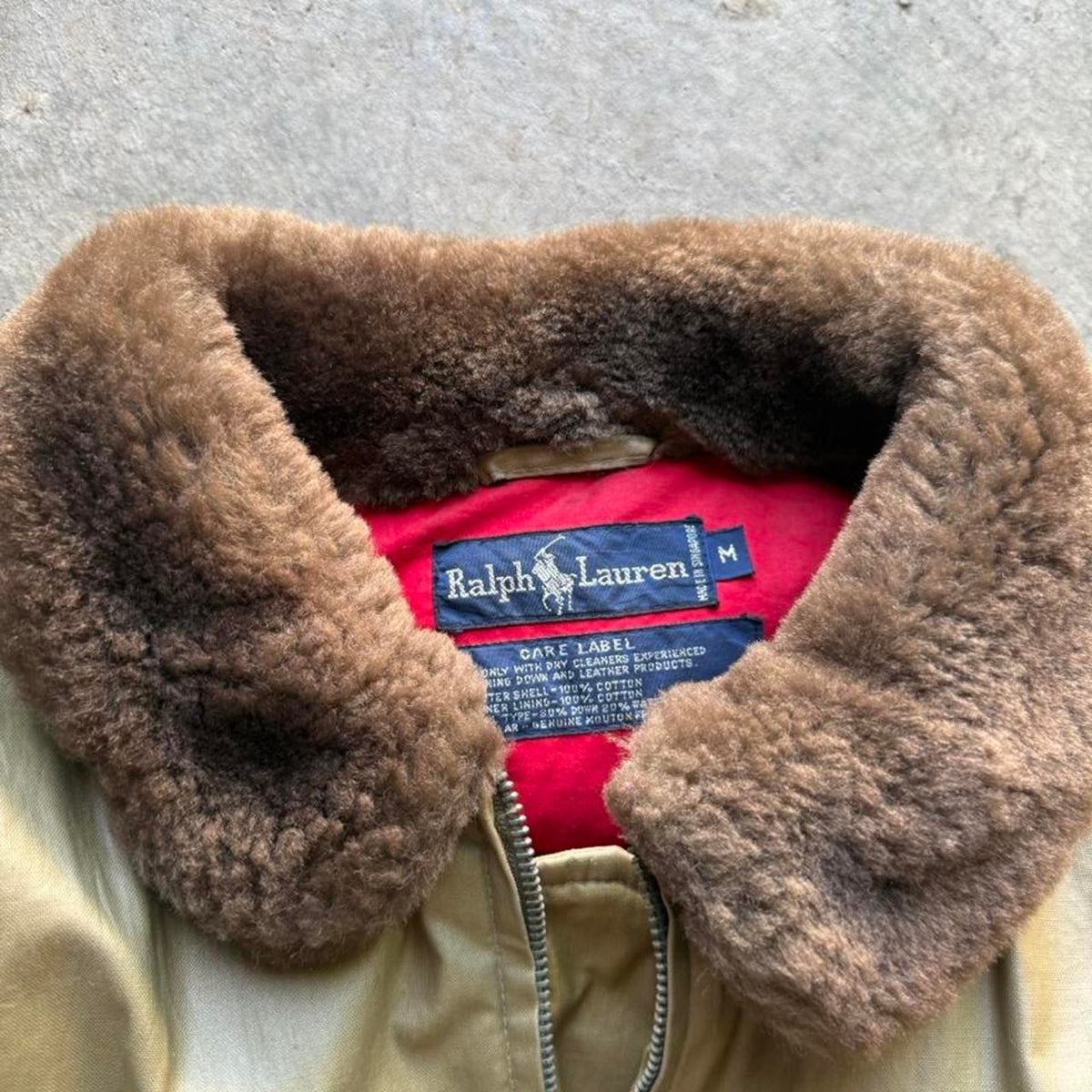 Vintage Polo Ralph Lauren G1 Bomber Fur Lined Jacket - Medium