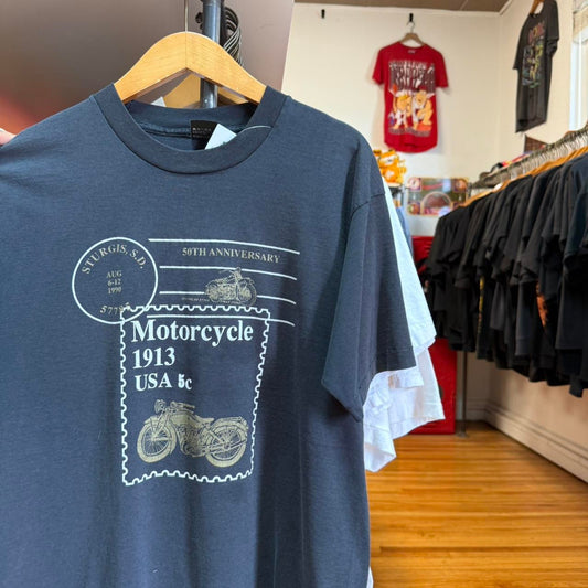 Vintage 90s Motorcycle USPS Stamp Harley T-Shirt