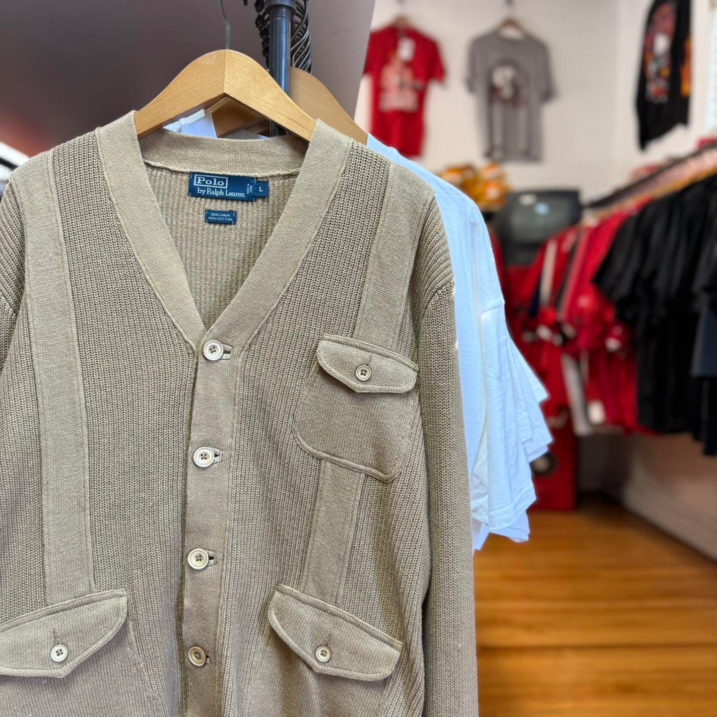 Vintage 90s Polo Ralph Lauren Tri Pocket Cardigan - Large