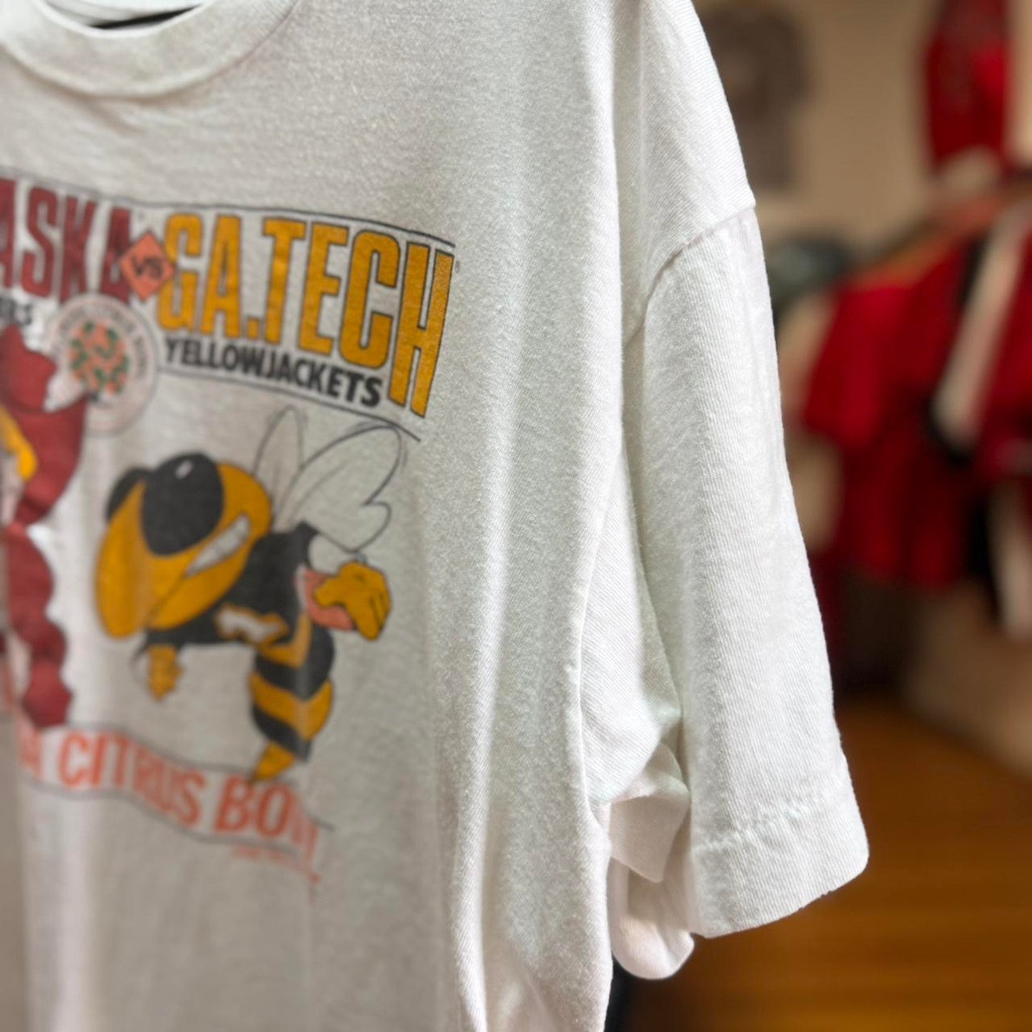 Vintage 90s Nebraska Huskers VS Georgia Tech Citrus Bowl T-Shirt - Large