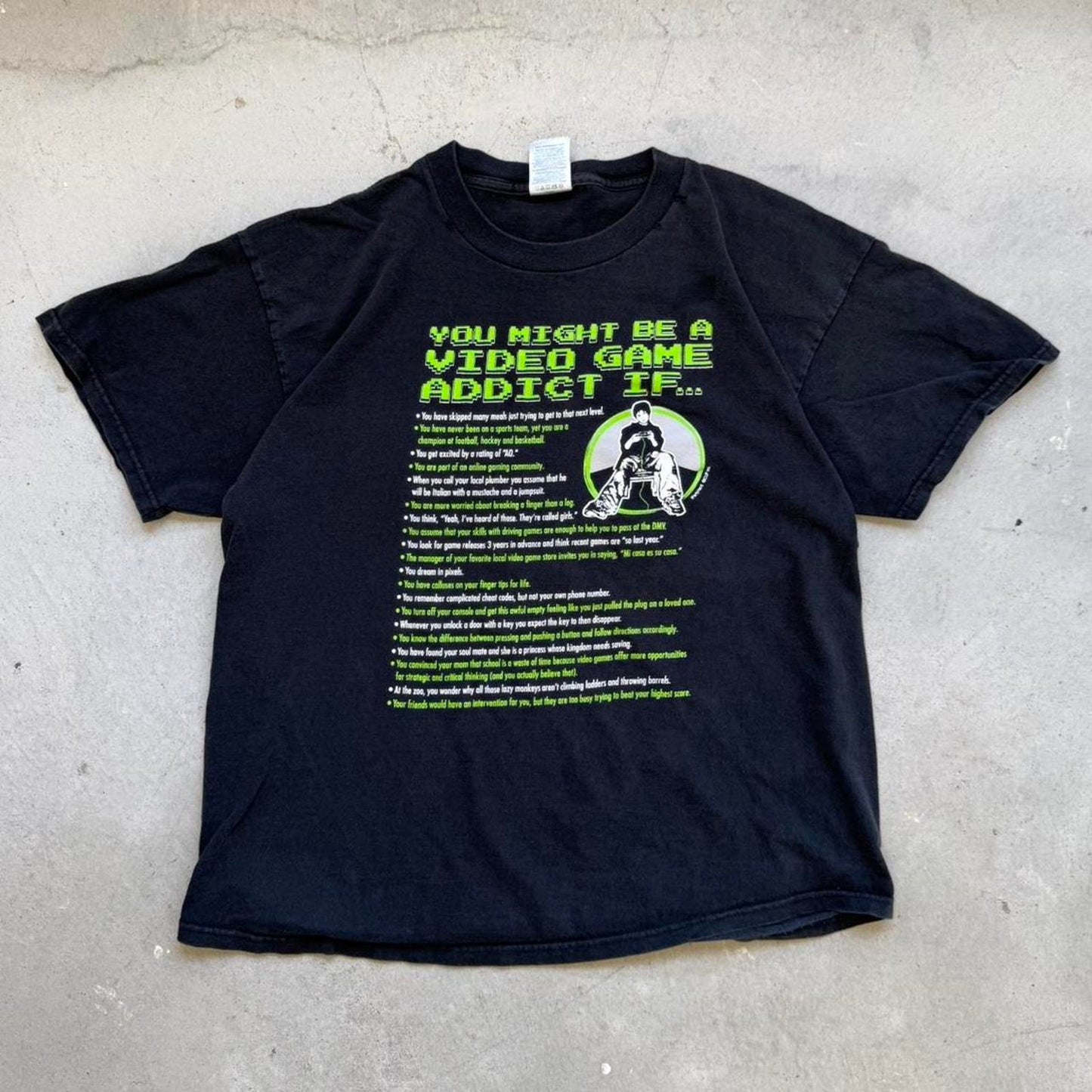 Vintage Y2K Video Game Gamer Text T-Shirt - Large