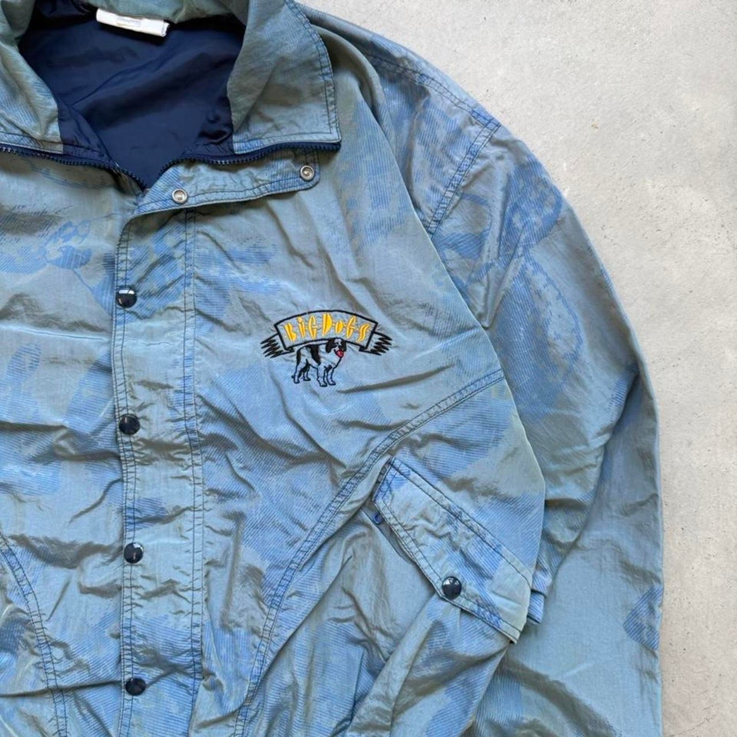 Vintage 90s Big Dogs 3M All Over Design Windbreaker - Large