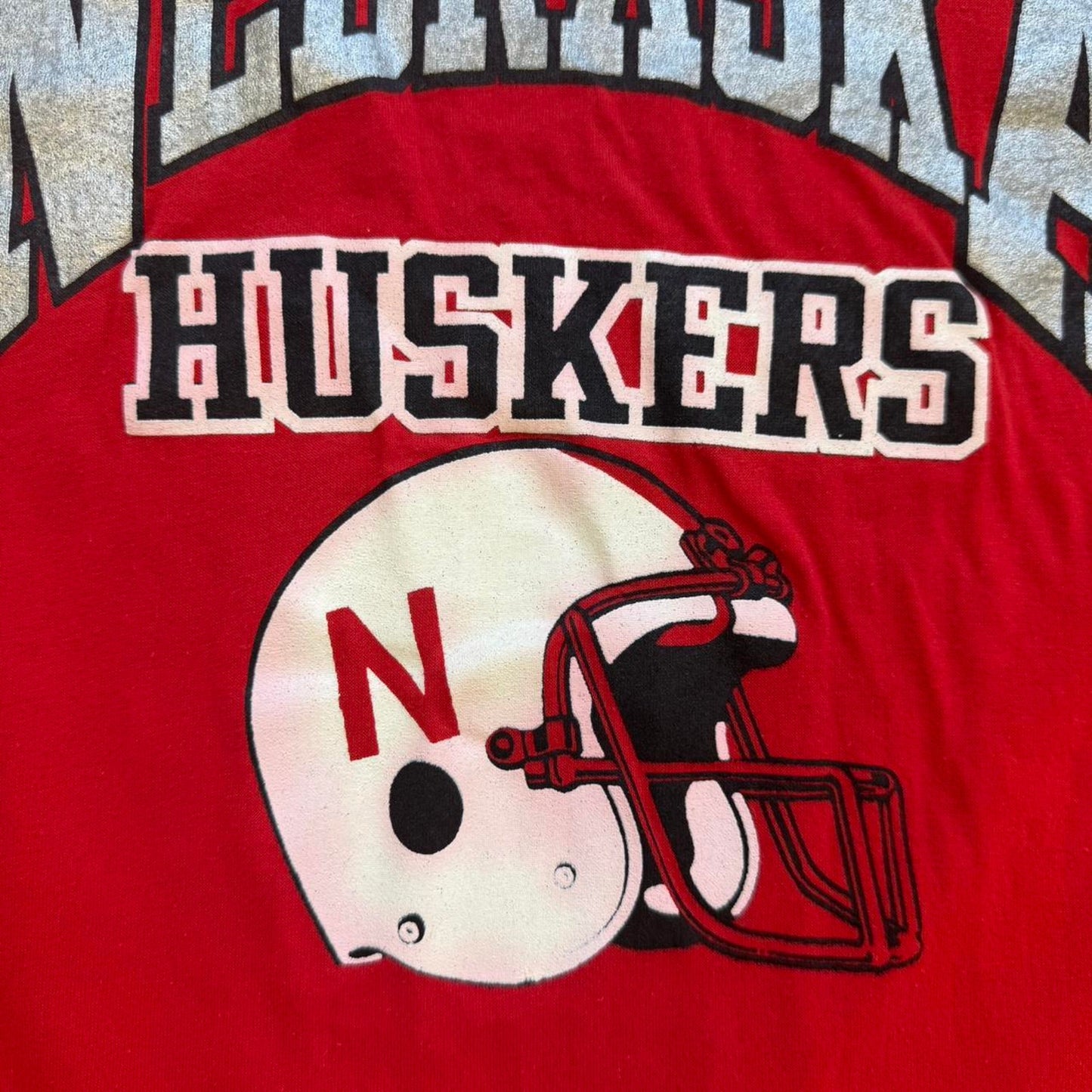 Vintage 80s Nebraska Huskers Champion Helmet T-Shirt - Large