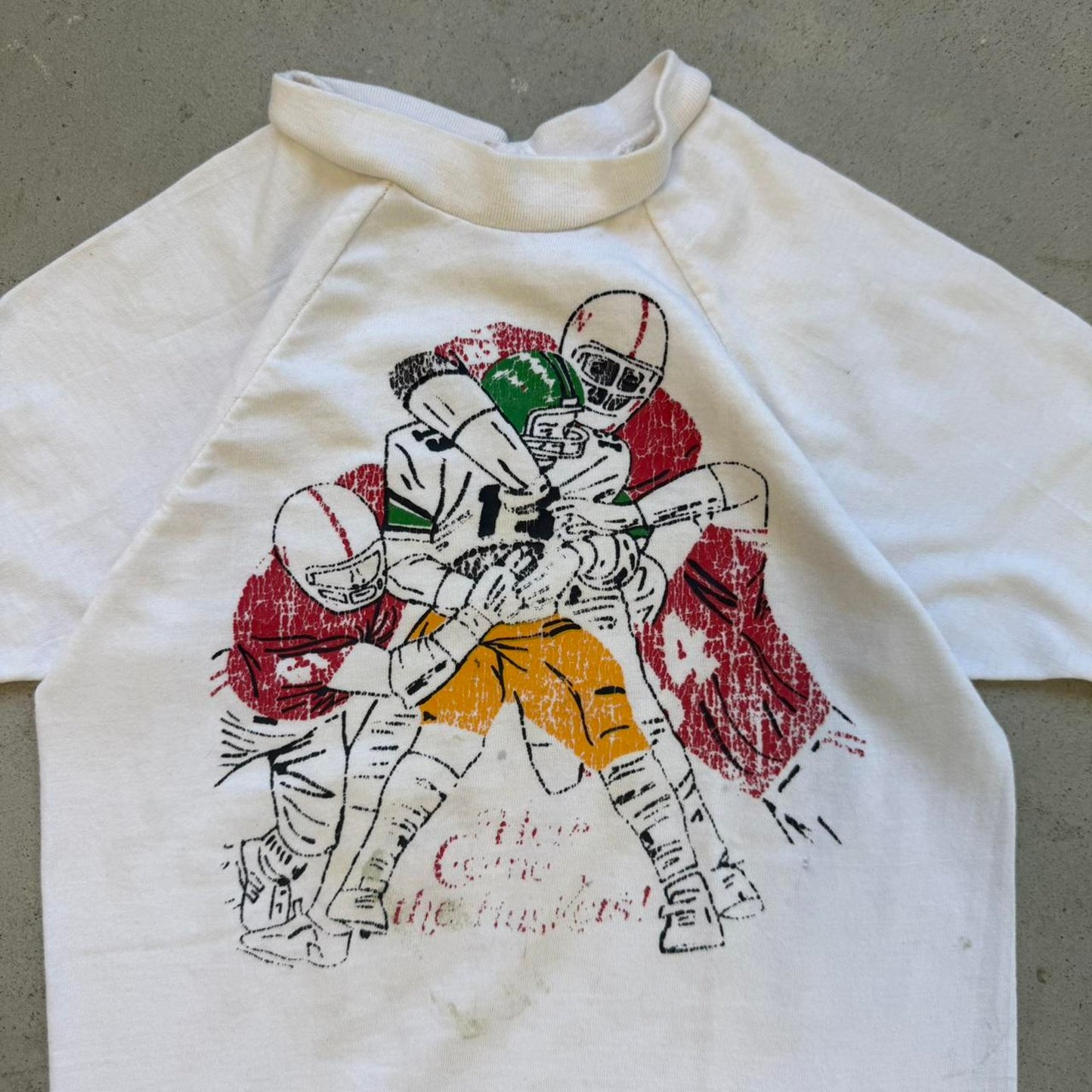 Vintage 90s Nebraska Huskers Football Tackle T-Shirt - Kids Large