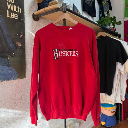 Vintage 90s Nebraska Huskers Embroidered Crewneck - Large