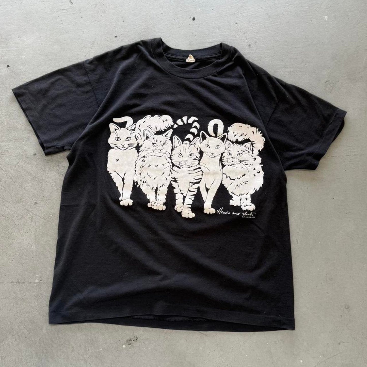 Vintage 80s Double Sided Cat Animal T-Shirt - X-Large