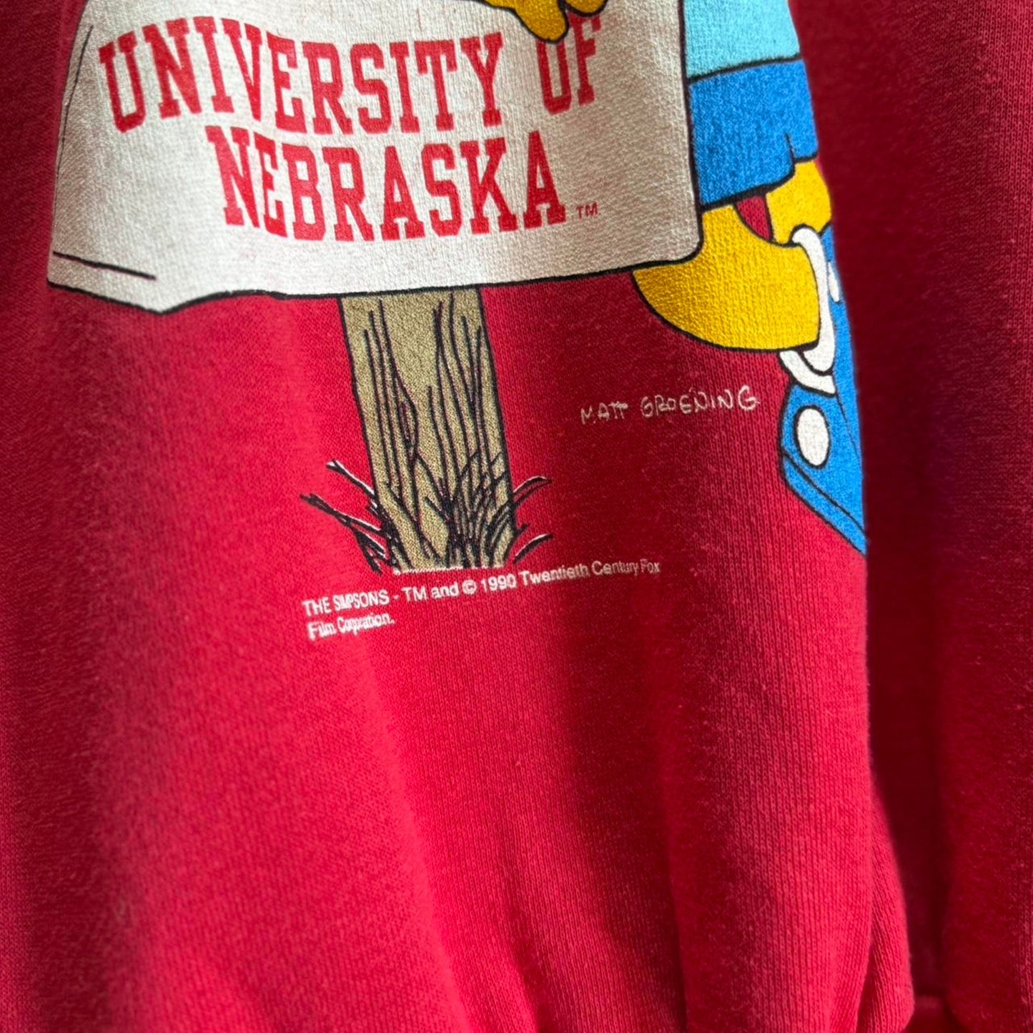 Vintage 90s Nebraska Huskers Bart Simpson Go For it Dudes Crewneck