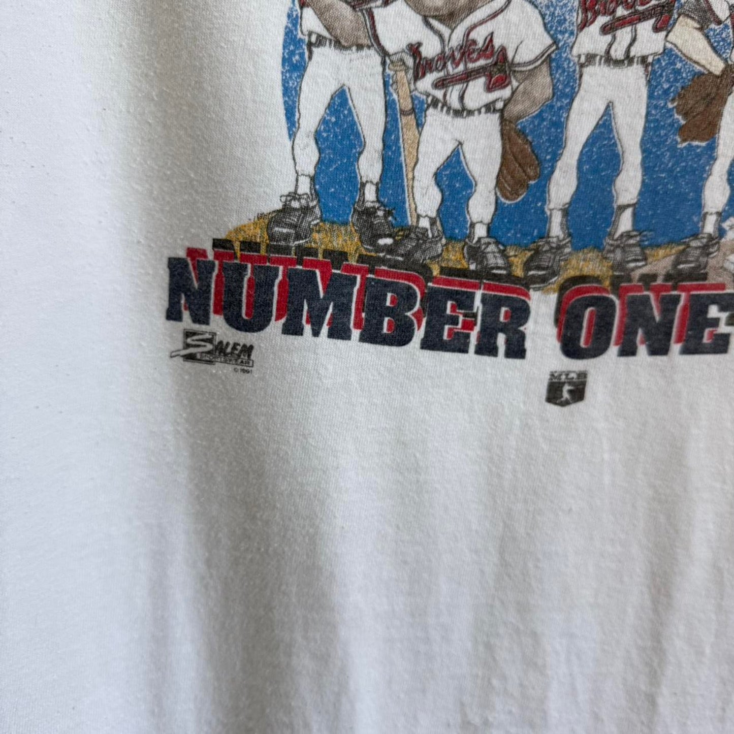 Vintage 90s Atlanta Braves Tomahawk Kids MLB Baseball T-Shirt