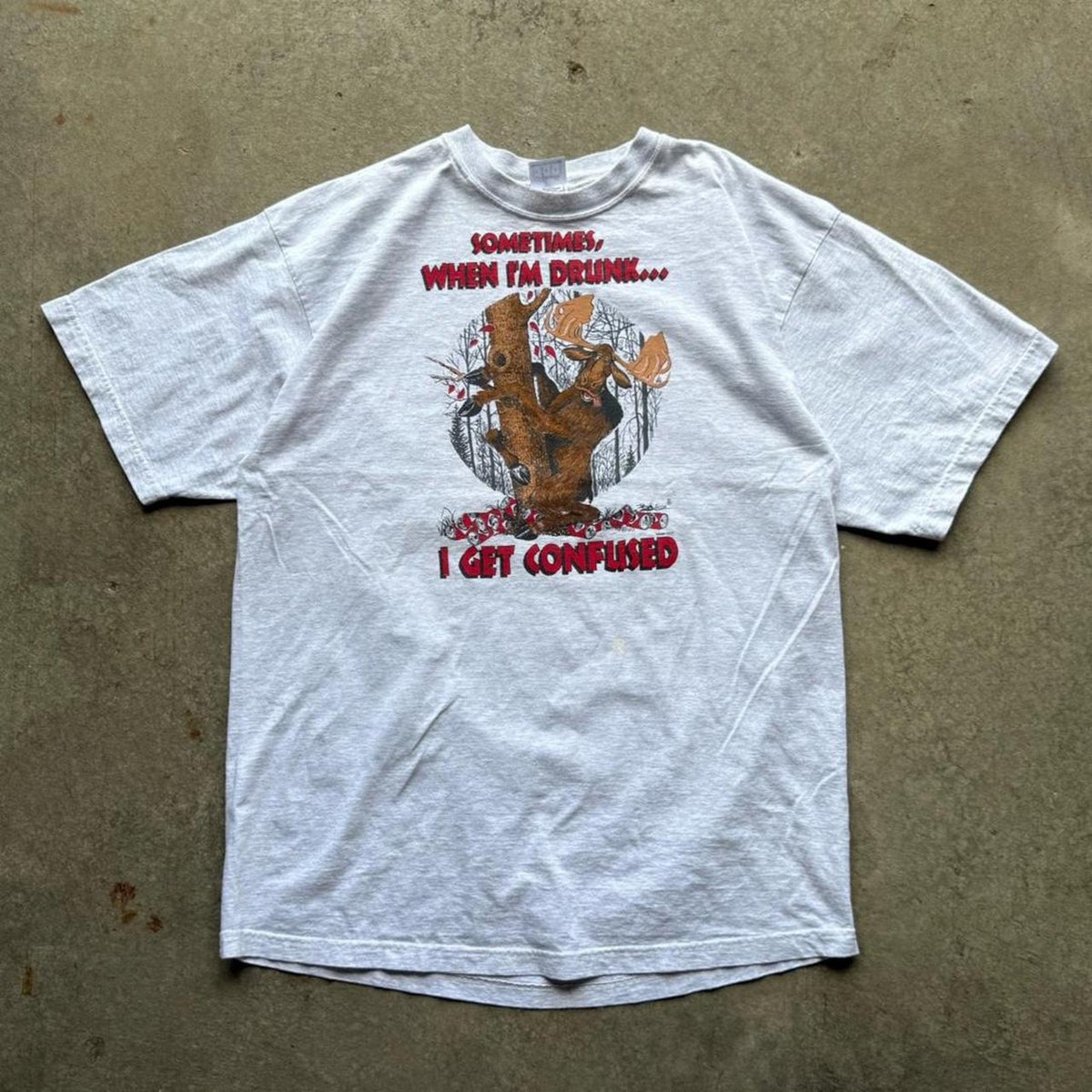 Vintage 90s When I’m Drunk I Get Confused Moose T-Shirt - XX-Large