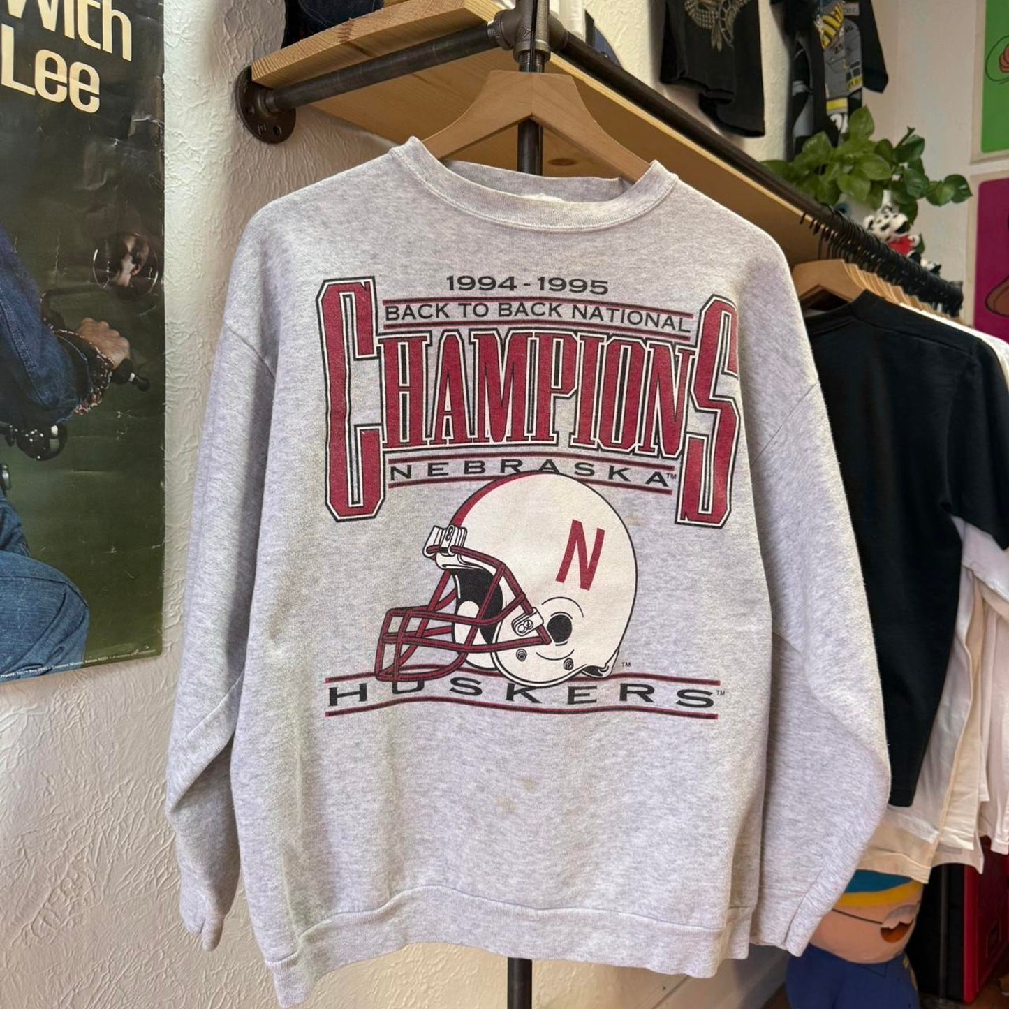 Vintage 90s Nebraska Huskers Champions Helmet Crewneck - Large