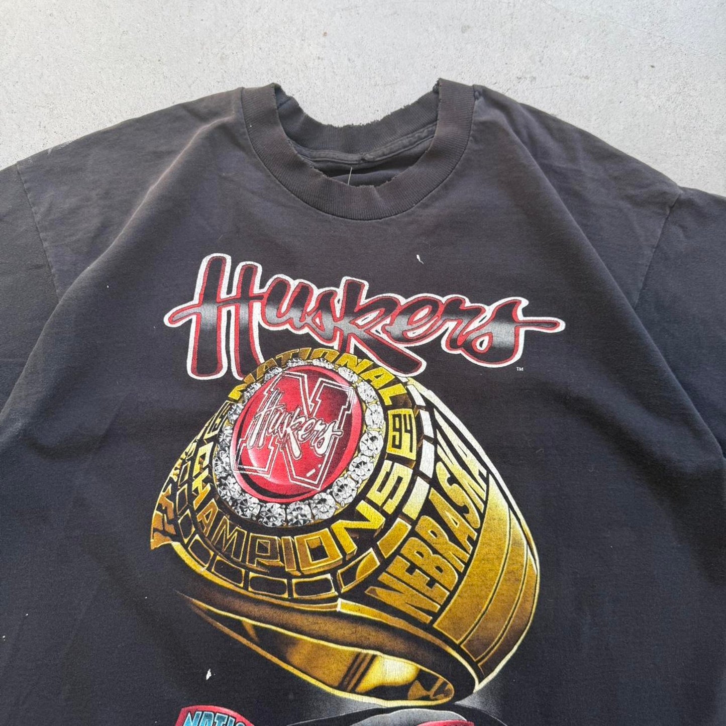 Vintage 90s Nebraska Huskers Championship Ring T-Shirt - X-Large