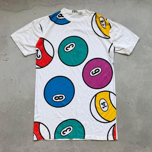 Vintage 90s Pool Ball All Over Print T-Shirt - OSFA