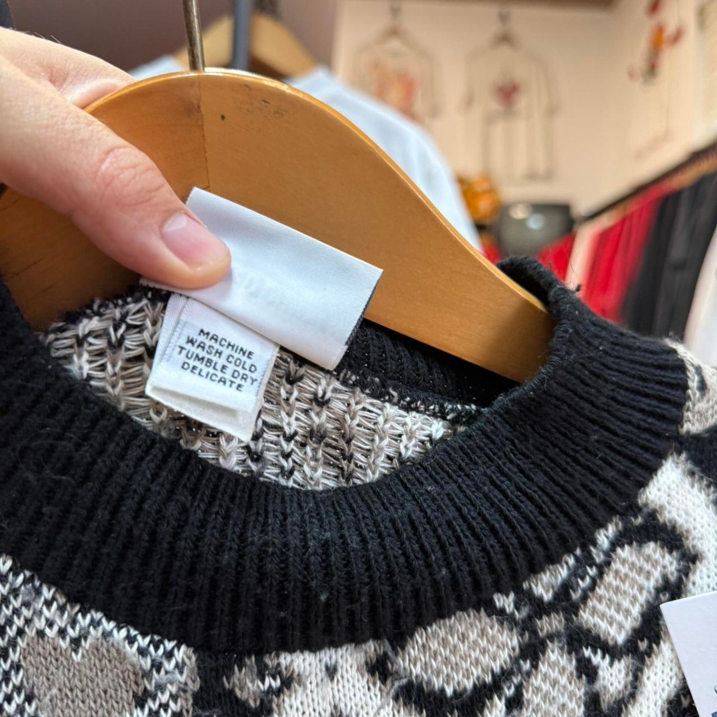 Vintage 90s Floral Flower Patterned Sweater - Medium