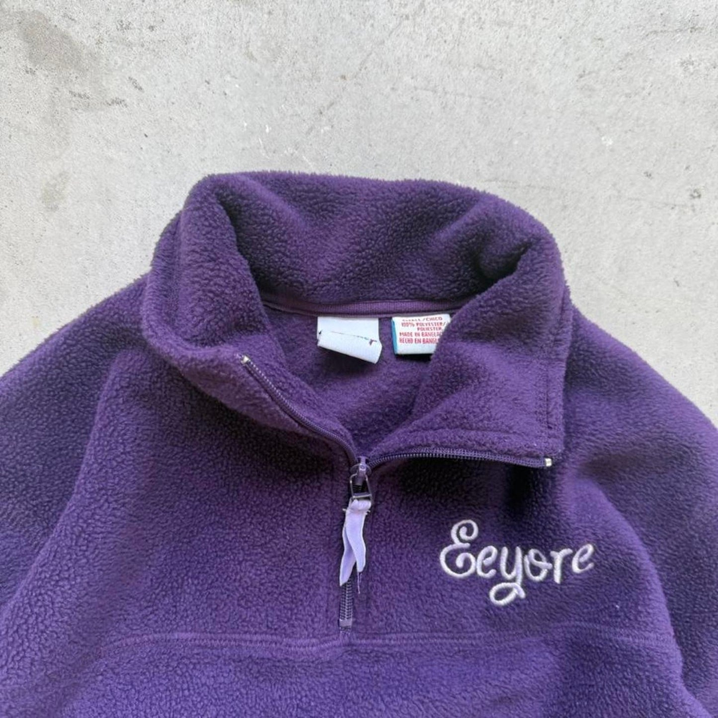 Vintage 90s Disney Eeyore Quarter Zip Fleece Crewneck - Small