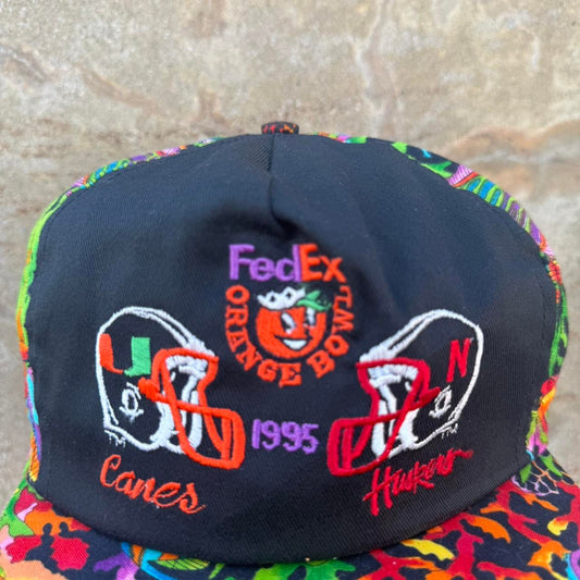 Vintage 90s Nebraska Husker Vs Miami Hurricanes FedEx Orange Bowl Underwater Ocean Snapback