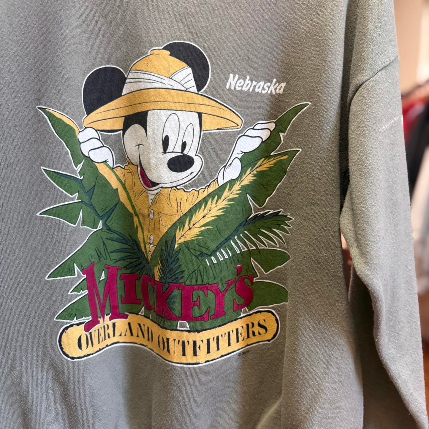 Vintage 90s Disney Mickey Mouse Safari Nebraska Crewneck - Large