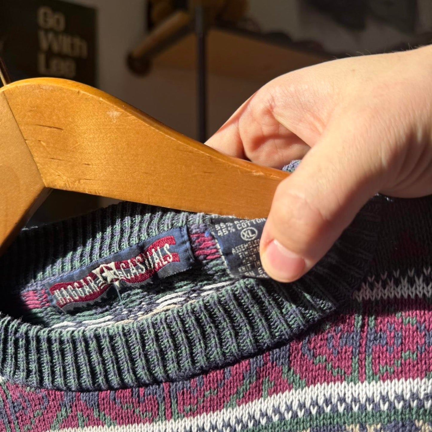 Vintage 90s Patterned Knit Knitted Sweater - X-Large