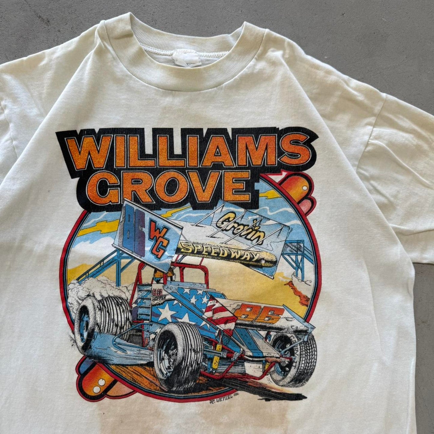 Vintage 80s Williams Grove Dirt Track Racing T-Shirt - Medium