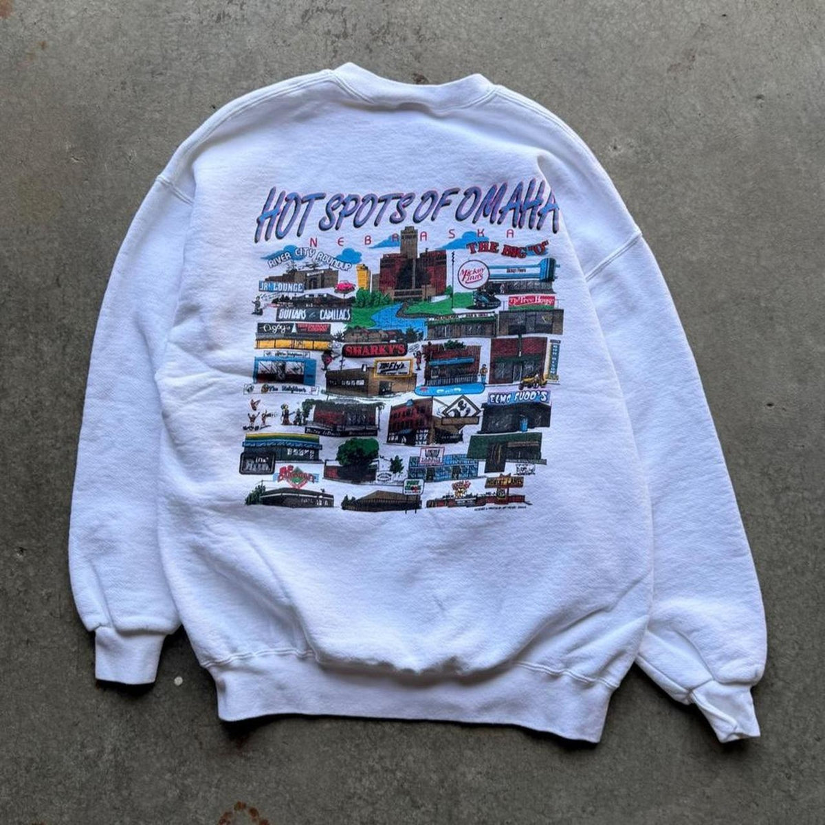 Vintage 90s Hot Spots of Omaha Landmark Crewneck - X-Large