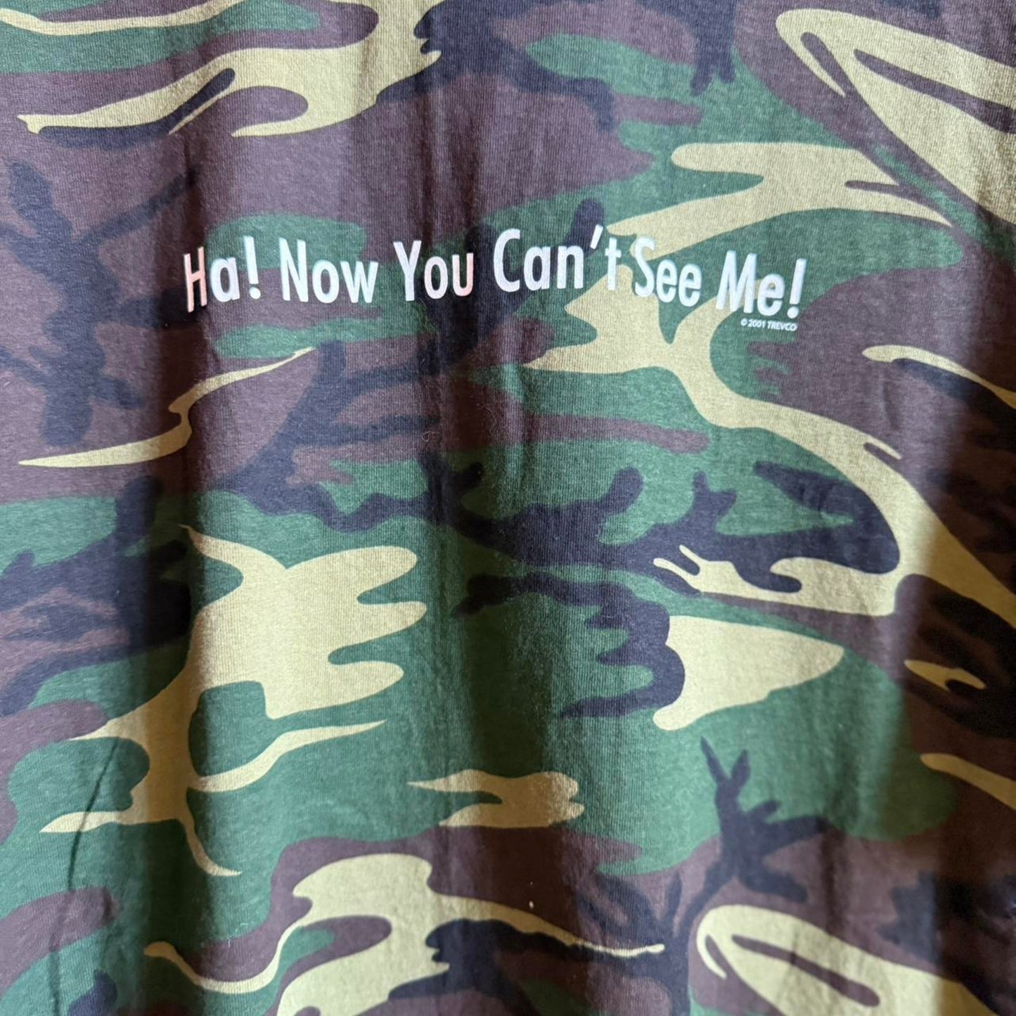 Vintage 90s Camo Camouflage Now You Can’t See Me Ringer T-Shirt