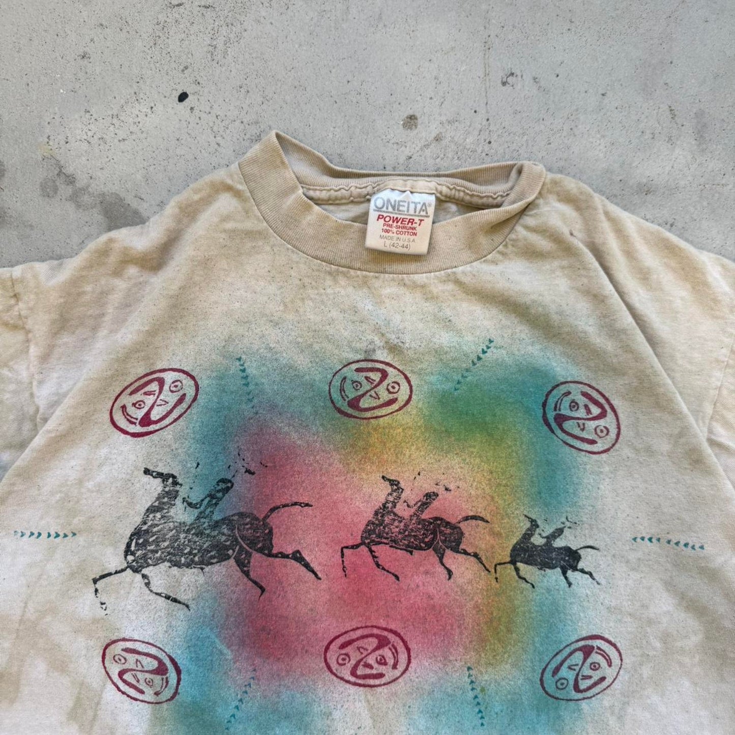 Vintage 90s Native American Horse Art T-Shirt - Large
