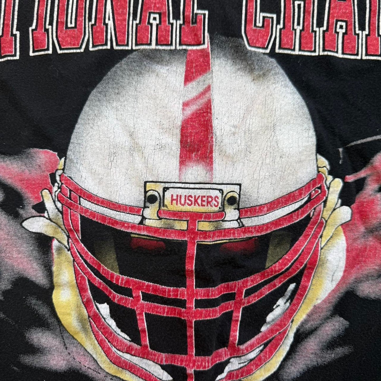 Vintage 1995 National Champs Nebraska Huskers Helmet T-Shirt - Large