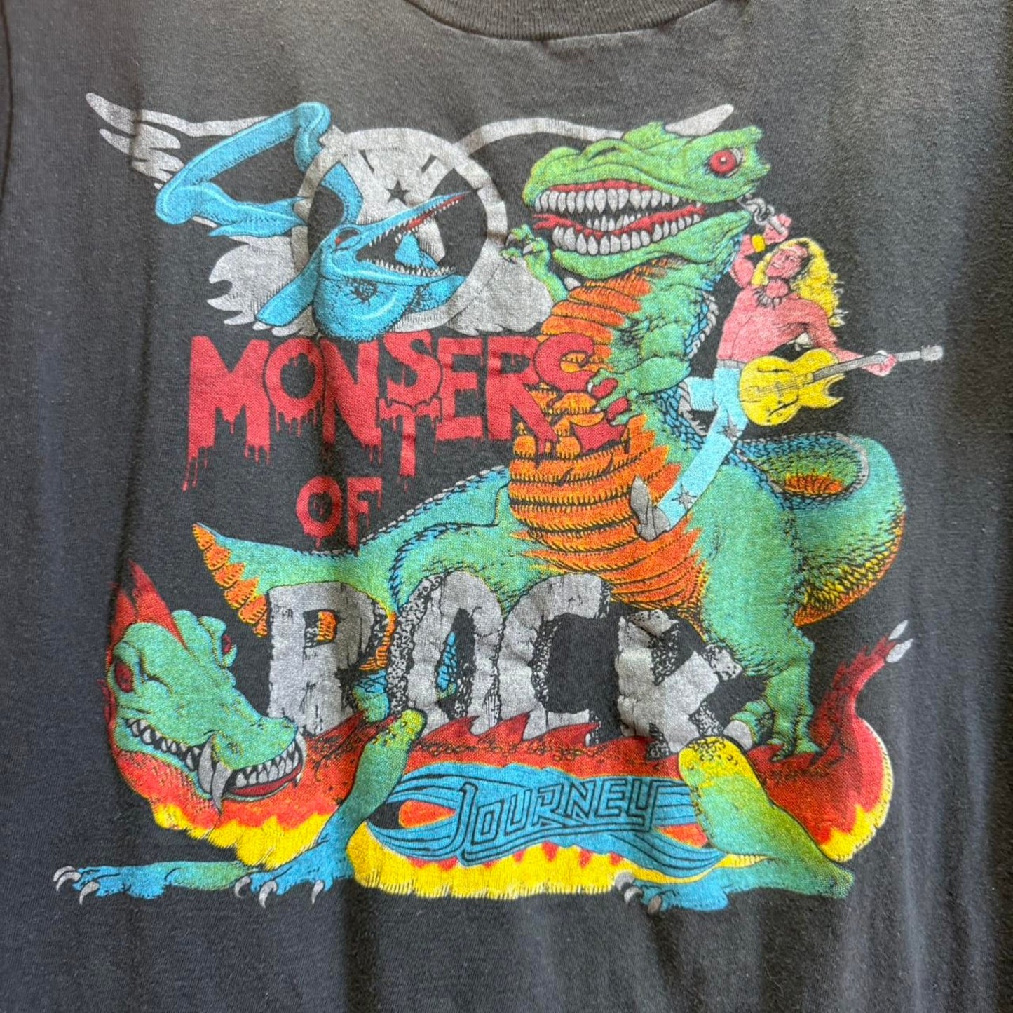 Vintage Monsters of Rock AC/DC Journey Dragon Band Metal T-Shirt - Medium