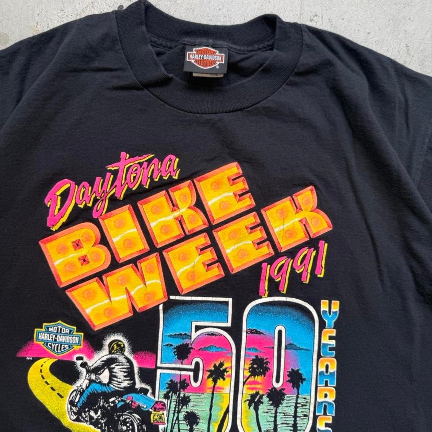 Vintage 1991 Daytona Bike Week Harley Davidson Motorcycles T-Shirt - XX-Large