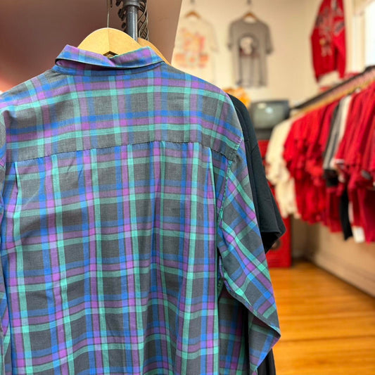 Vintage 90s Plaid Button Up Shirt - X-Large