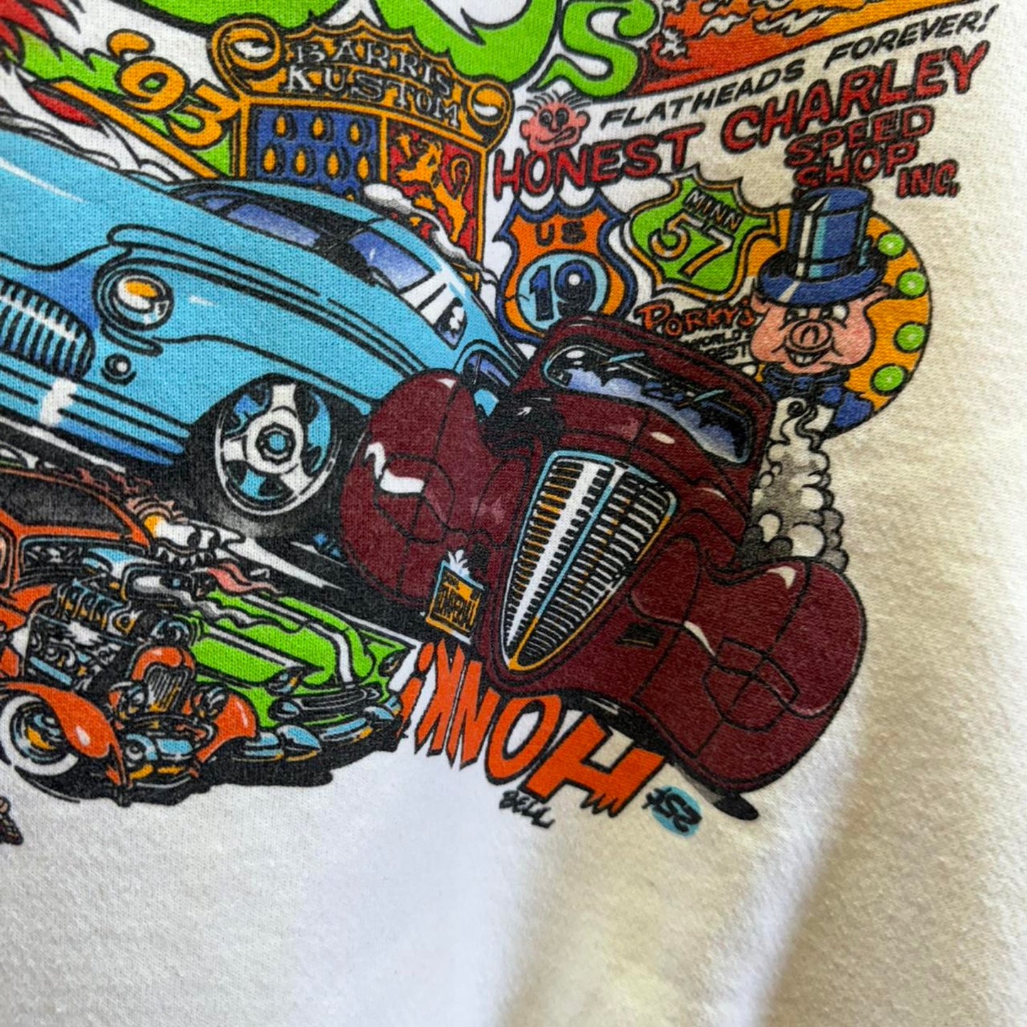 Vintage 90s Hot Rod Racing NASCAR Race Car Crewneck