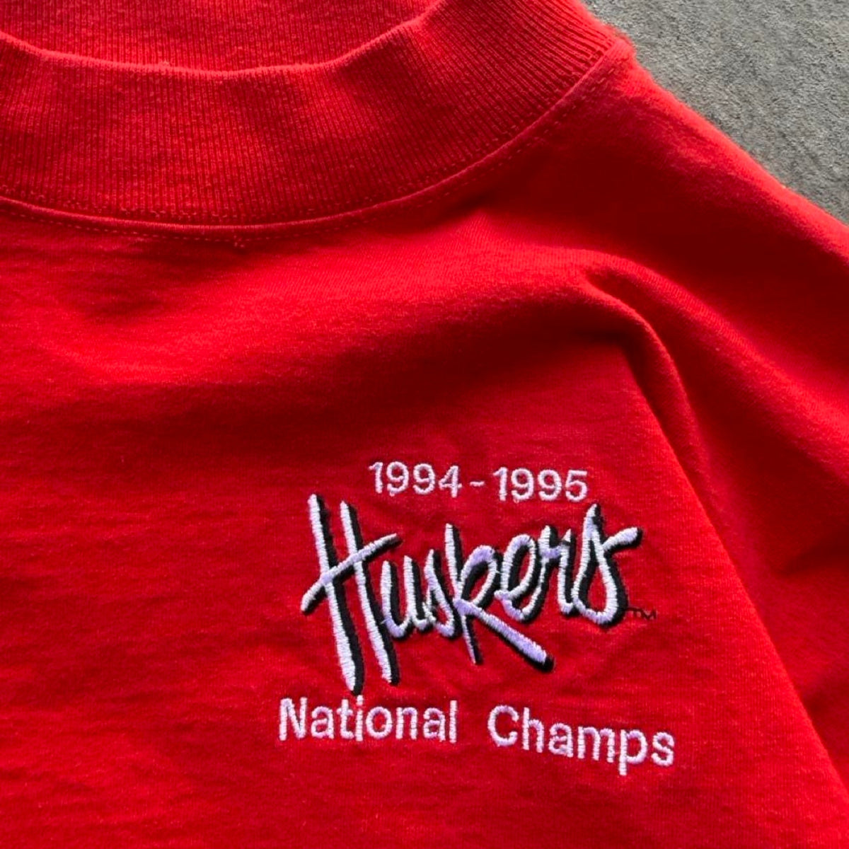 Vintage 90s Nebraska Huskers National Champions Long Sleeve T-Shirt - Large