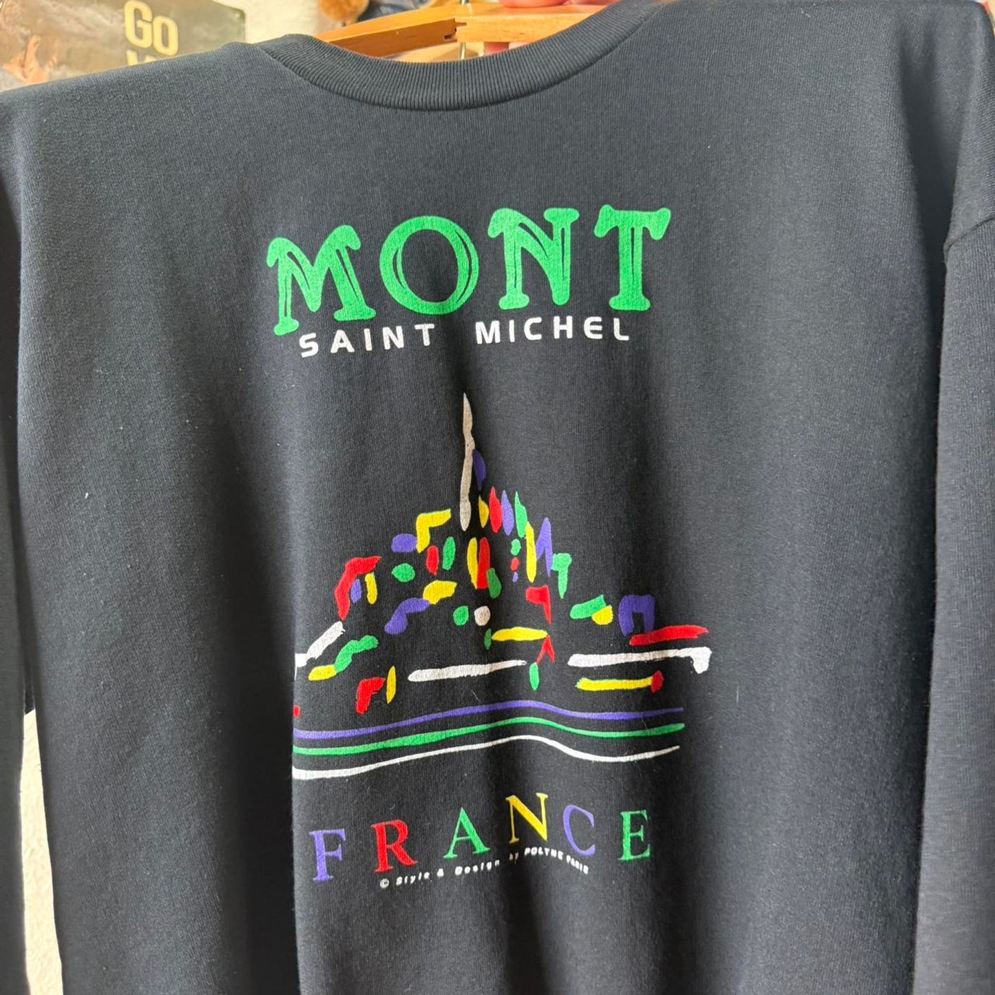 Vintage 90s Mont Saint Michel France Art Crewneck - Large