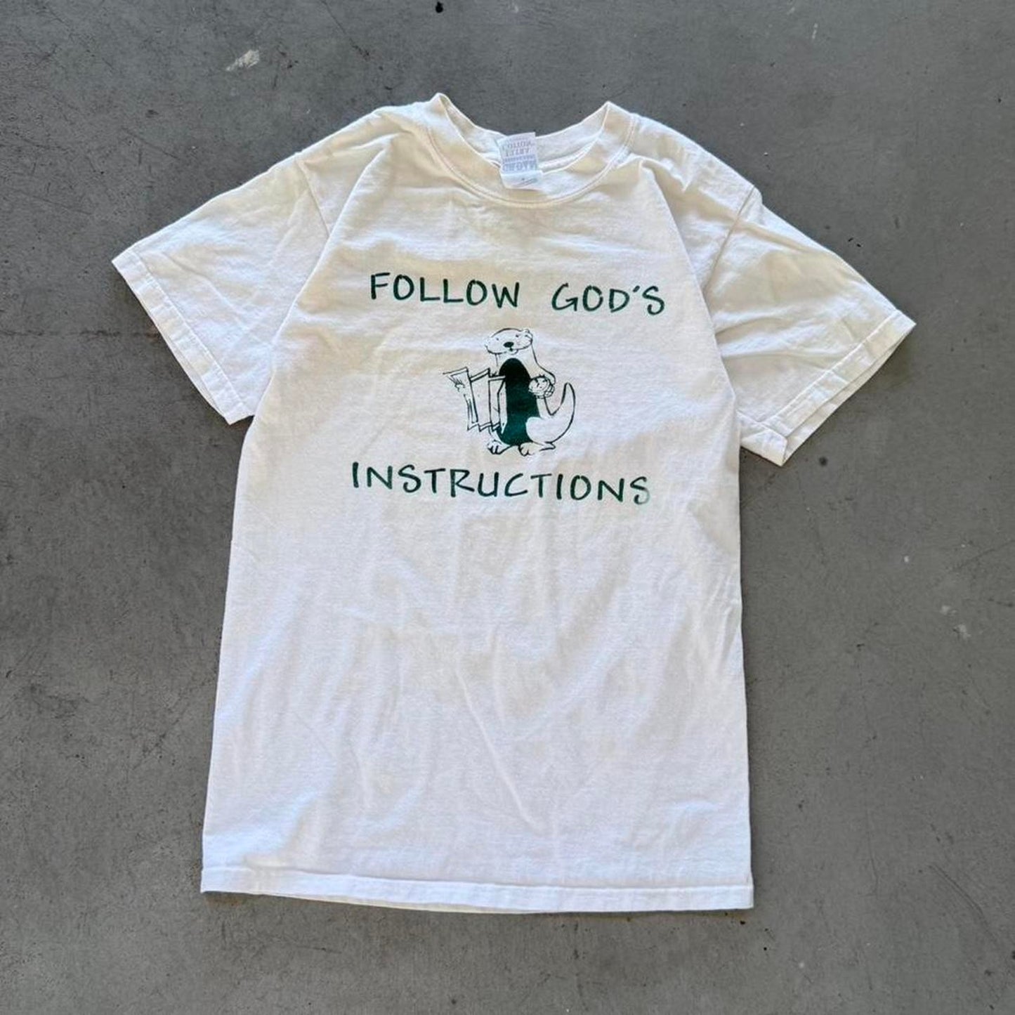 Vintage 90s Follow Gods Instructions Otter Jesus T-Shirt - Small