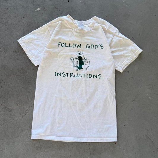 Vintage 90s Follow Gods Instructions Otter Jesus T-Shirt - Small