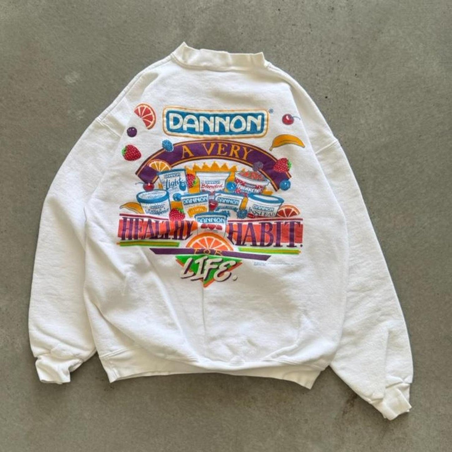 Vintage 90s Dannon Healthy Habitat Yogurt Promo Crewneck - Medium